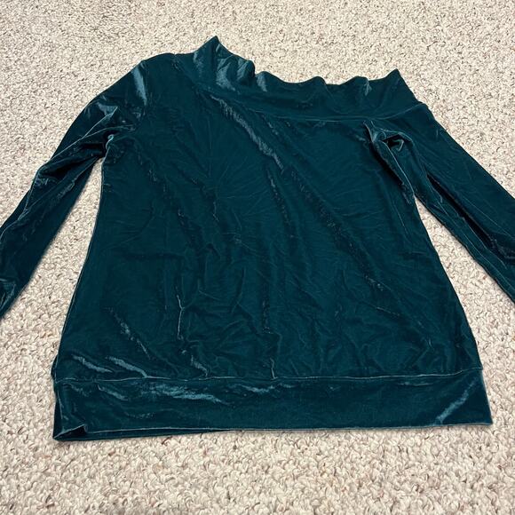 Sweaty Betty Velvet Restore One Shoulder Sweatshirt Sz S Green Holiday - Picture 5 of 7